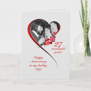 Romantic 27th Wedding Anniversary for Wife Card