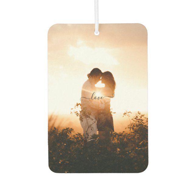 Romantic 2 Custom Photo Love Script Make it Unique Air Freshener (Front)