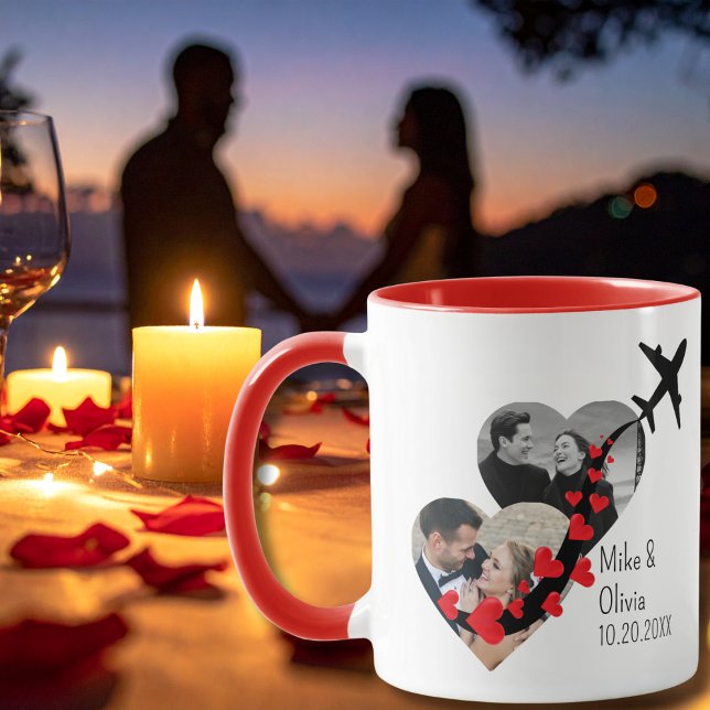 Romantic 2 Photos Airplane Elegant Wedding custom Mug (Creator Uploaded)