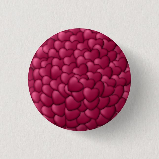 Romantic 3D Red Hearts Pattern-32322 1 Inch Round Button (Front)