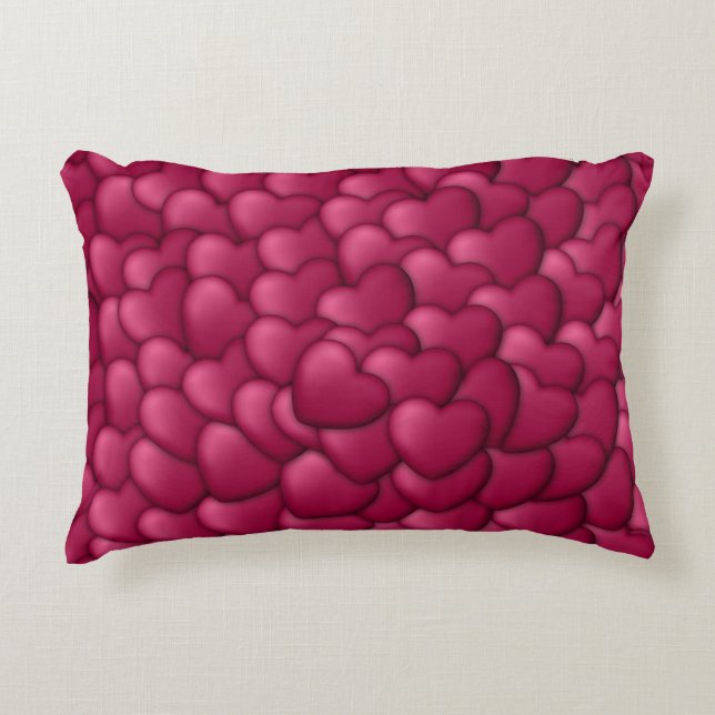 Romantic 3D Red Hearts Pattern-32322 Accent Pillow (Front)