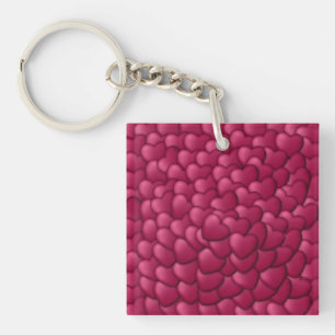 Romantic 3D Red Hearts Pattern-32322 Keychain