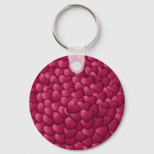 Romantic 3D Red Hearts Pattern-32322 Keychain