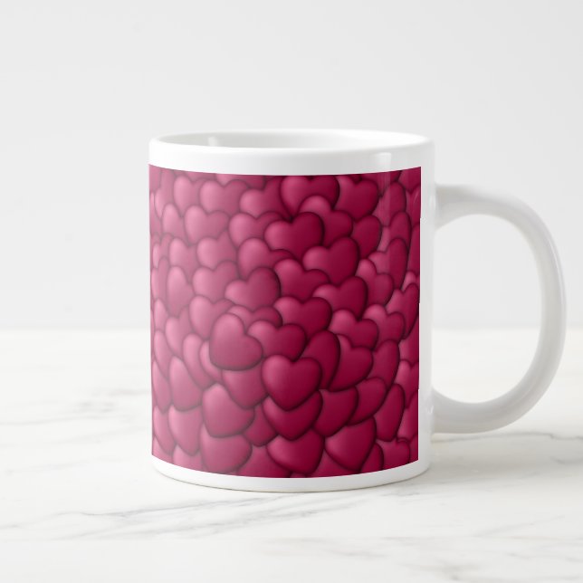 Romantic 3D Red Hearts Pattern-32322 Large Coffee Mug (Right)