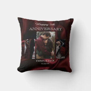 Romantic 5th Anniversary Photo Collage Throw Pillow