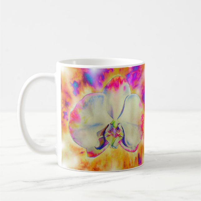 Romantic abstract orchid watercolor painting coffee mug (Left)