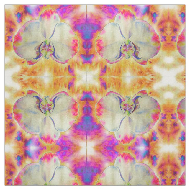 Romantic abstract orchid watercolor painting fabric (Swatch)