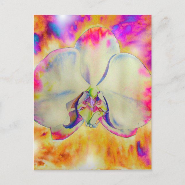 Romantic abstract orchid watercolor painting postcard (Front)