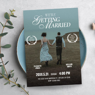 Romantic aesthetic movie poster photo wedding invitation
