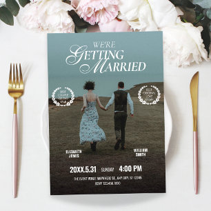 Romantic aesthetic movie poster photo wedding  invitation