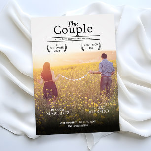 Romantic aesthetic wedding movie poster photo invitation