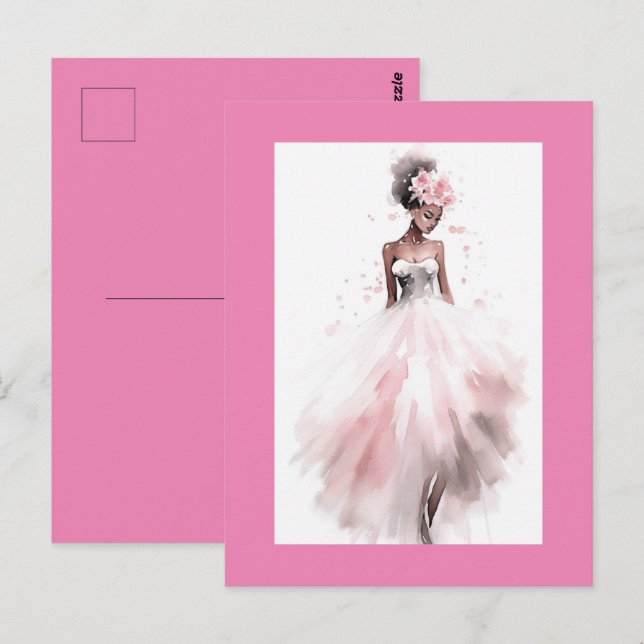 Romantic African American Wedding Bride Postcard (Front/Back)