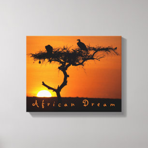 Romantic African Dream sunset photo with text Canvas Print