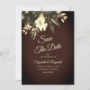 Romantic Aged Brown Fall Floral Save The Date