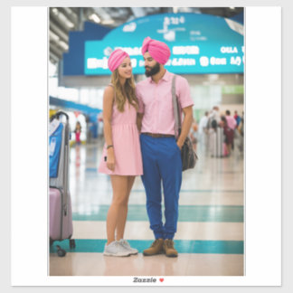 "Romantic Airport Farewell: Turbaned Prince and Be