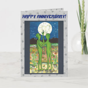 Romantic Aliens Anniversary Card Personalize It!