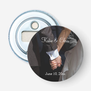 Romantic and Elegant Wedding Couple Holding Hands Bottle Opener