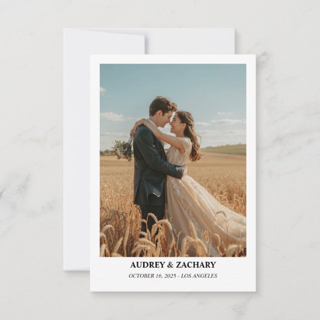 Romantic and Emotional Text, Photo Save The Date (Front)