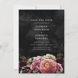 Romantic and Moody Pink   Floral Save the Date