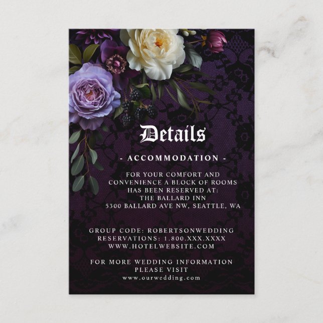 Romantic and Moody Purple Bouquet  Enclosure Card (Front)