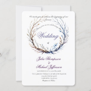Romantic and Poetic Pastel Lilac Rustic Theme Invitation