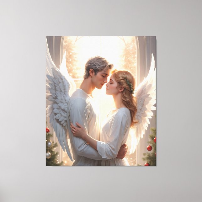 Romantic Angel Couple Painting Canvas Print (Front)