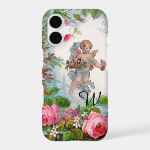 ROMANTIC ANGEL GATHERING PINK ROSES AND FLOWERS