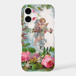 ROMANTIC ANGEL GATHERING PINK ROSES AND FLOWERS