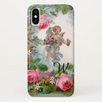 ROMANTIC ANGEL GATHERING PINK ROSES AND FLOWERS