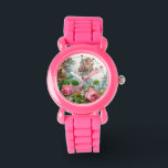 ROMANTIC ANGEL GATHERING PINK ROSES AND FLOWERS WATCH<br><div class="desc">Elegant pink roses with cupid ,  vintage style design for Christmas and Valentine's Day digital graphics and design by Bulgan Lumini (c)</div>