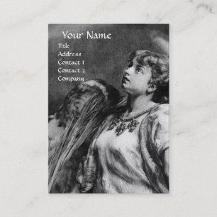 ROMANTIC ANGEL  IN BLACK WHITE Gold Metallic Business Card