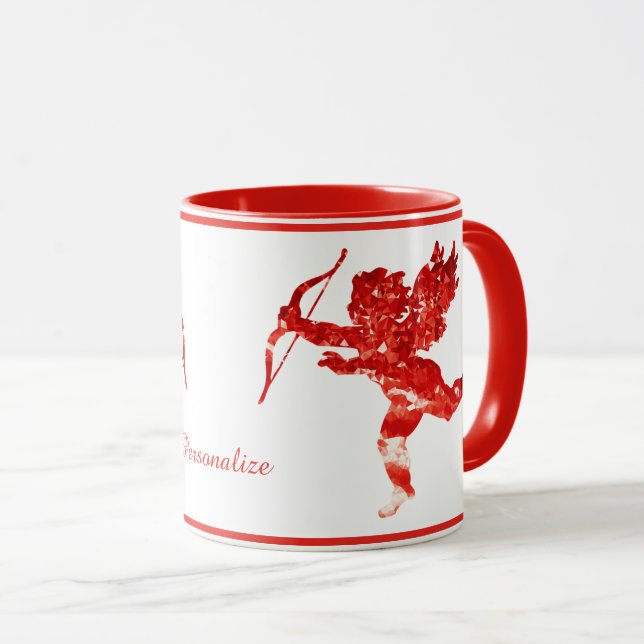 Romantic Angel Valentine Cupid Cherub Personalize Mug (Front Right)