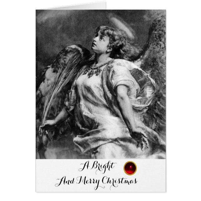 ROMANTIC ANGEL WITH FEATHER BLACK WHITE Christmas (Front)