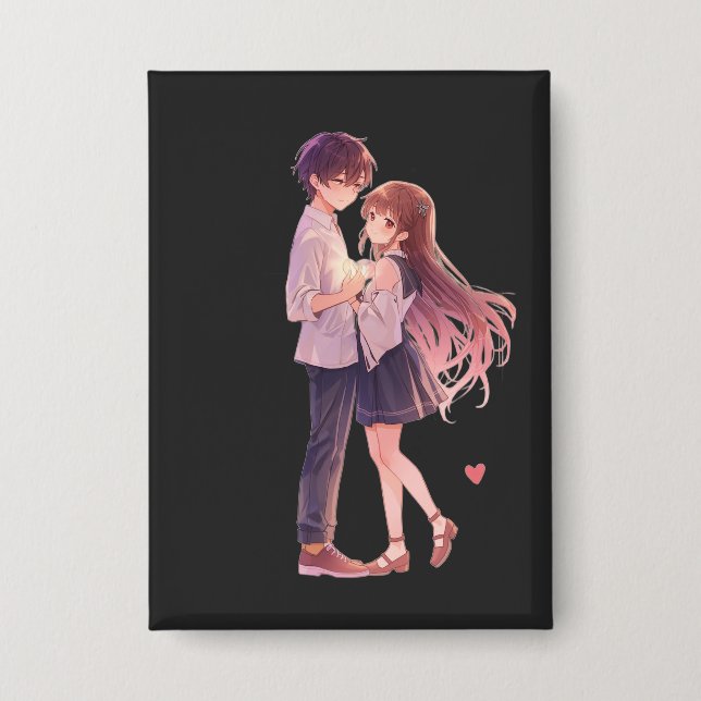 Romantic Anime Couple - Cute Aesthetic Lovers Art  (Front)