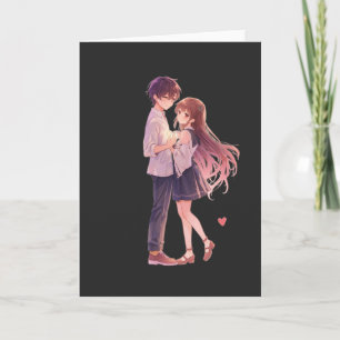 Romantic Anime Couple - Cute Aesthetic Lovers Art  Holiday Card