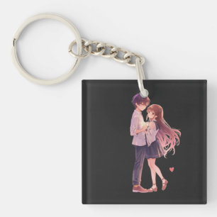 Romantic Anime Couple - Cute Aesthetic Lovers Art Keychain