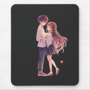 Romantic Anime Couple - Cute Aesthetic Lovers Art  Mouse Pad