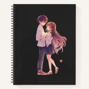 Romantic Anime Couple - Cute Aesthetic Lovers Art  Notebook