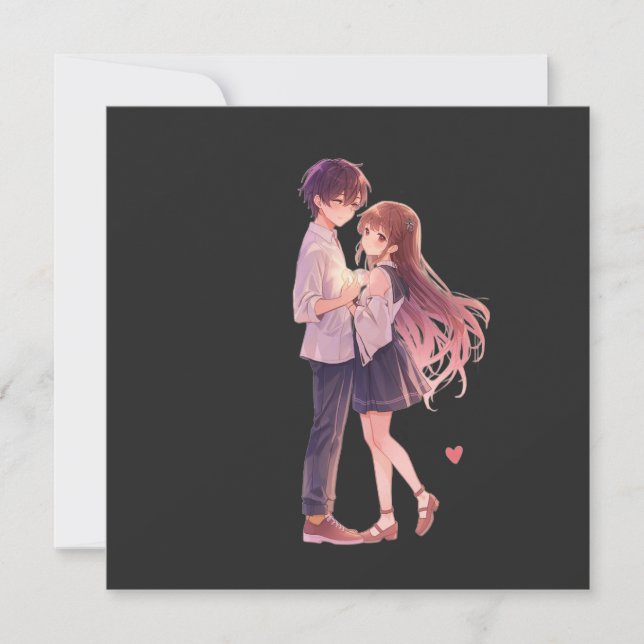 Romantic Anime Couple - Cute Aesthetic Lovers Art  Save The Date (Front)