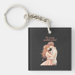 Romantic Anime Couple - Sweet Valentine Moment Keychain