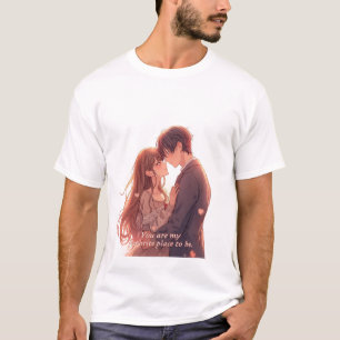 Romantic Anime Couple - Valentine's Day  Aesthetic T-Shirt