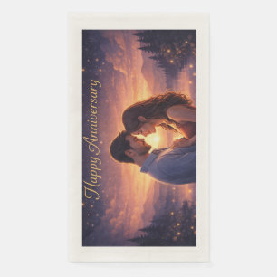 Romantic Anniversary Couple Sunset Napkin
