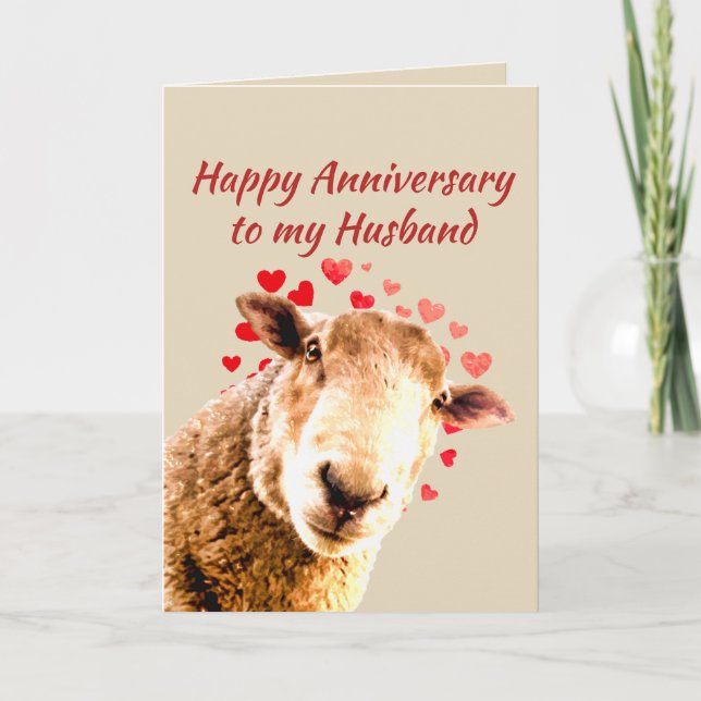 Romantic Anniversary Funny Sheep Animal Humour Holiday Card (Front)
