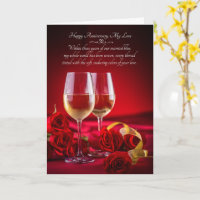 Romantic Anniversary Glasses of Wine and Red Roses