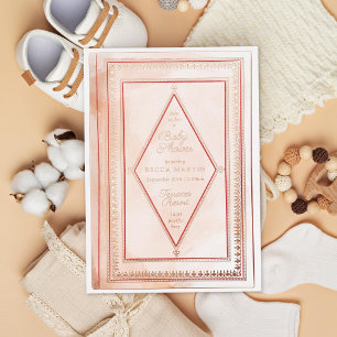 Romantic Antique Book Blush Baby Shower Rose 