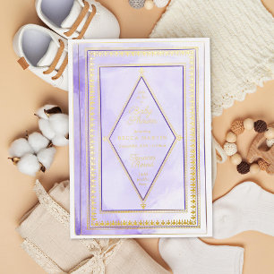 Romantic Antique Book Purple Baby Shower Gold