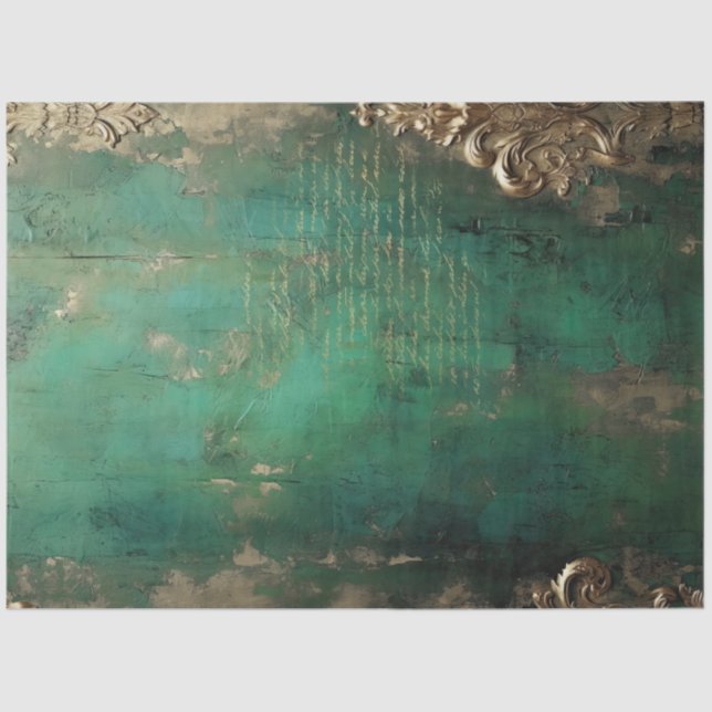 Romantic Antique Emerald and Gold Design Series 17 Tissue Paper (Front)