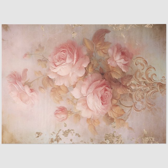 Romantic Antique Pink and Gold Design Series 16 Tissue Paper (Front)