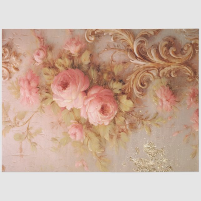Romantic Antique Pink and Gold Design Series 20 Tissue Paper (Front)