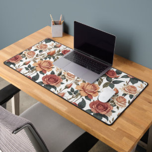 Romantic Antique Red Roses Cottagecore Floral Desk Mat